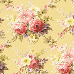 A.S. Création behang vintage bloemen roze, geel en olijfgroen - 53 cm x 10,05 m - AS-345084