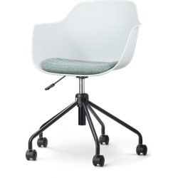 Nout-Liz bureaustoel wit met zacht groen zitkussen - zwart onderstel