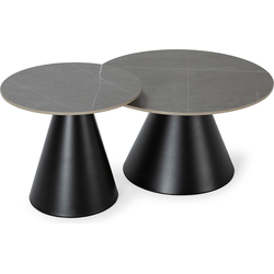 Set van 2 ronde salontafels in grijs - LOUNA