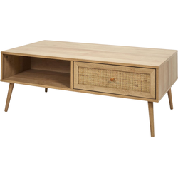 MISOU Bali Koffietafel - Salontafel - Woonkamer - Rechthoekige - Tafel - Rotan - Hout - met Opbergruimte