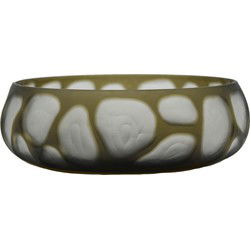 PTMD Azize Green Carved Glass Round Bowl Round Motive