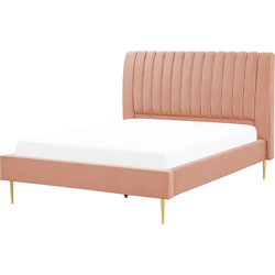 Beliani MARVILLE - Tweepersoonsbed-Roze-Fluweel