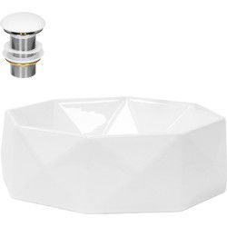 Wastafel incl. afvoergarnituur wit zonder overloop Ø 42x13,5 cm wit keramiek ML design