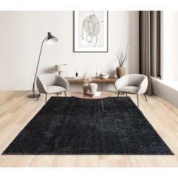 Rosia vloerkleed - Effen Uni & Wasbaar Hoogpolig - Antraciet - 160 X 230 CM