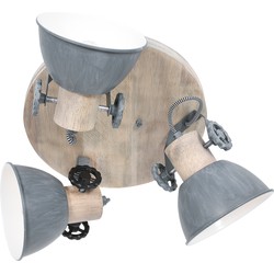 Mexlite - spot - Gearwood - grijs - metaal rubber wood - Ø 38cm - E27 - 3063GR