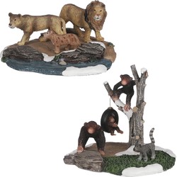 Lion monkey 2 pieces - l13xw13,5xh10,5cm