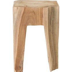 MUST Living Stool Vito Natural,45x30x30 cm, natural recycled teakwood with natural cracks