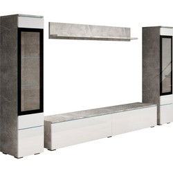 Meubella - Wandmeubel Variety - Wit - Betonlook