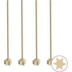 50x Herbruikbare ster vormige cocktailstampers hout 17 cm - Cocktailprikkers