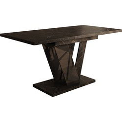 Meubella - Eetkamertafel Dayman - Zwart marmer - 160 cm - Uitschuifbaar