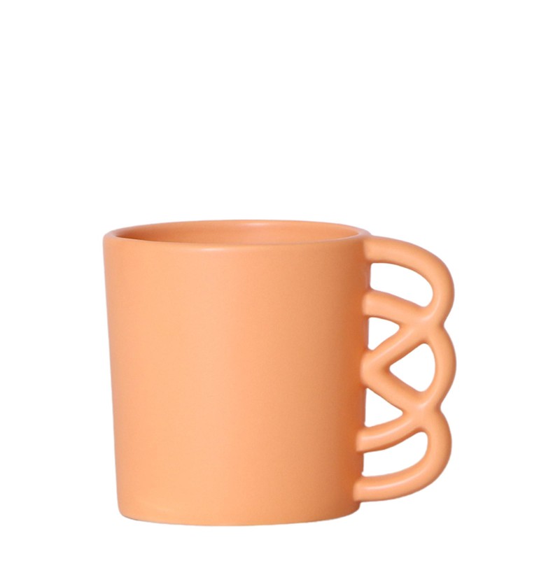 Kolibri Home | Happy Mug bloempot - peach kleurige keramieken sierpot - Ø9cm - 
