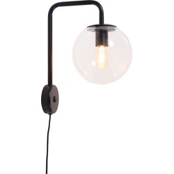 Wandlamp Warsaw - Zwart/Glas - 29x20x38cm