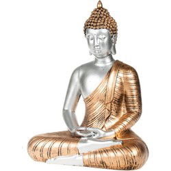 Concorde Boeddha beeld - goud en zilver - polystone - 29 cm - Beeldjes