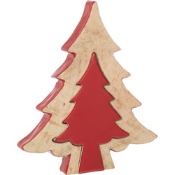 J-line - Puzzel Kerstboom Mango Rood L - 24.5x4x30cm