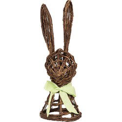 Clayre & Eef Decoratie Beeld Konijn 17x17x40 cm Bruin Rotan