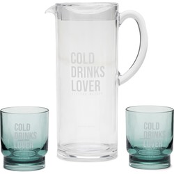 Riviera Maison Karaf - Cold Drinks Lover Jug & Glasses Set - Blauw 