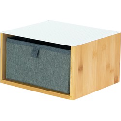 Furniteam - Desk Station-organizer met Grijze Opvouwbare Lade Wit en naturel en grijs