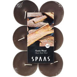 Spaas maxi waxinelichtjes - 48x - Exotic Wood - 10 branduren - geurkaarsen