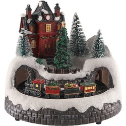 Kersttafereel met trein LED 18cm 3xAA