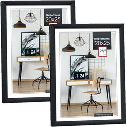 Zep Fotolijst - 2x - zwart - kunststof - voor foto van 20 x 25 cm - Fotolijsten