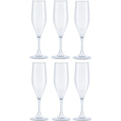 Juypal Champagneglas - 6x - transparant - kunststof - 150 ml - herbruikbaar - Champagneglazen