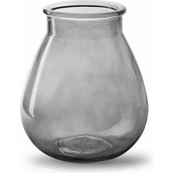 Bloemenvaas druppel vorm type - smoke grijs/transparant glas - H17 x D14 cm - Vazen