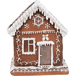 Clayre & Eef Gingerbread house met LED 13x13x15 cm Bruin Kunststof Kerstdecoratie