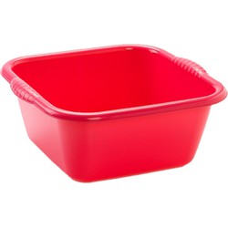 Plasticforte teiltje/afwasbak - vierkant - kunststof - 15 liter - 41 x 39 x 16 cm - Rood - Afwasbak