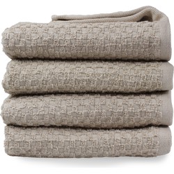 DoubleDry Handdoekenset - Popcorn Weave - 4 Stuks - 50x100 cm - 100% Katoen - OEKO-TEX Made in Green - Taupe