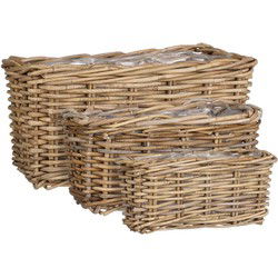 Mica Decorations Marcia Plantenbakken Set - 40x23x20 cm - Grijs