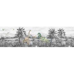 Sanders & Sanders zelfklevende behangrand dinosaurussen grijs - 13.8 x 500 cm - 601322