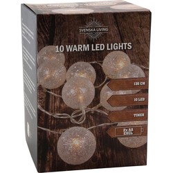 Glitter balletjes lichtsnoer warm wit 135 cm kerstverlichting - Lichtsnoeren