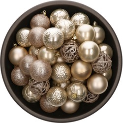 Bellatio decorations Kerstballen - 37x st - champagne - 6 cm - Kerstbal