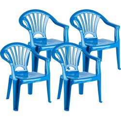 8x stuks kunststof blauwe kinderstoeltjes 35 x 28 x 50 cm - Kinderstoelen