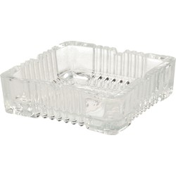Home & Styling Asbak - vierkant - gedecoreerd glas - transparant - 10 x 10 x 4 cm - Asbakken