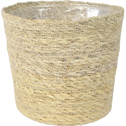 Steege Plantenpot - beige - gevlochten zeegras - 30 x 26 cm - Plantenpotten