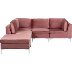 Beliani EVJA - Modulaire Sofa-Roze-Fluweel