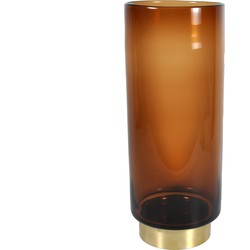 PTMD Maureen Brown glass vase metal gold base round L