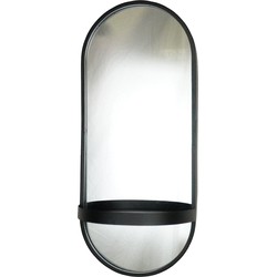 Mirror - Metal - Black - with shelf - 30x15x70cm