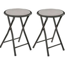 2x stuks bijzet krukje/stoel - Opvouwbaar - zwart/grijs - 46 cm - Bijzettafels