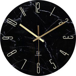 LW Collection LW Collection Keukenklok Cooper zwart marmer 30cm - Wandklok stil uurwerk