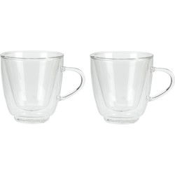 Set van 4x Koffie/espresso glazen - dubbelwandig - 160 ml - Koffie- en theeglazen