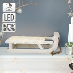 Deco Slee met 25 Warmwitte LED's 31,5x14,5x10,5 cm Wit, gemaakt van hout