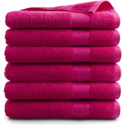 DoubleDry Handdoeken Set 70 x 140 cm - 6 stuks - 100% zacht katoen 500 g/m2 - 6x Fuchsia Roze
