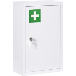 4goodz Medicijnkastje EHBO-kastje met slot RVS 14x30x46 cm - Wit