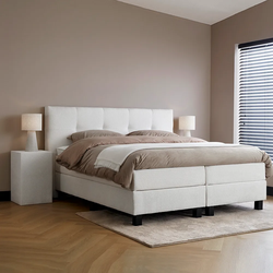 Boxspringbed  - 180x210 cm - Wit -  Grizzly Inclusief  cm matras en topper