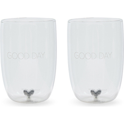 Riviera Maison Waterglazen set gegraveerd met tekst - Good day Glass L - 560 ML - Glas - Transparant - 2 stuks