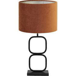 Tafellamp Lutika/Velours - Zwart/Terra - Ø30x67cm