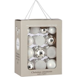 House of Seasons Kerstballen Set - 26 Stuks - Ø7 cm - Glas - Wit