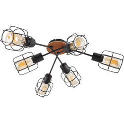 Plafondlamp 6-lichts - ø 78,5 cm | Zwart | E27 | Metalen roosterkap